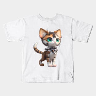 Calico Cyborg Cat Kids T-Shirt